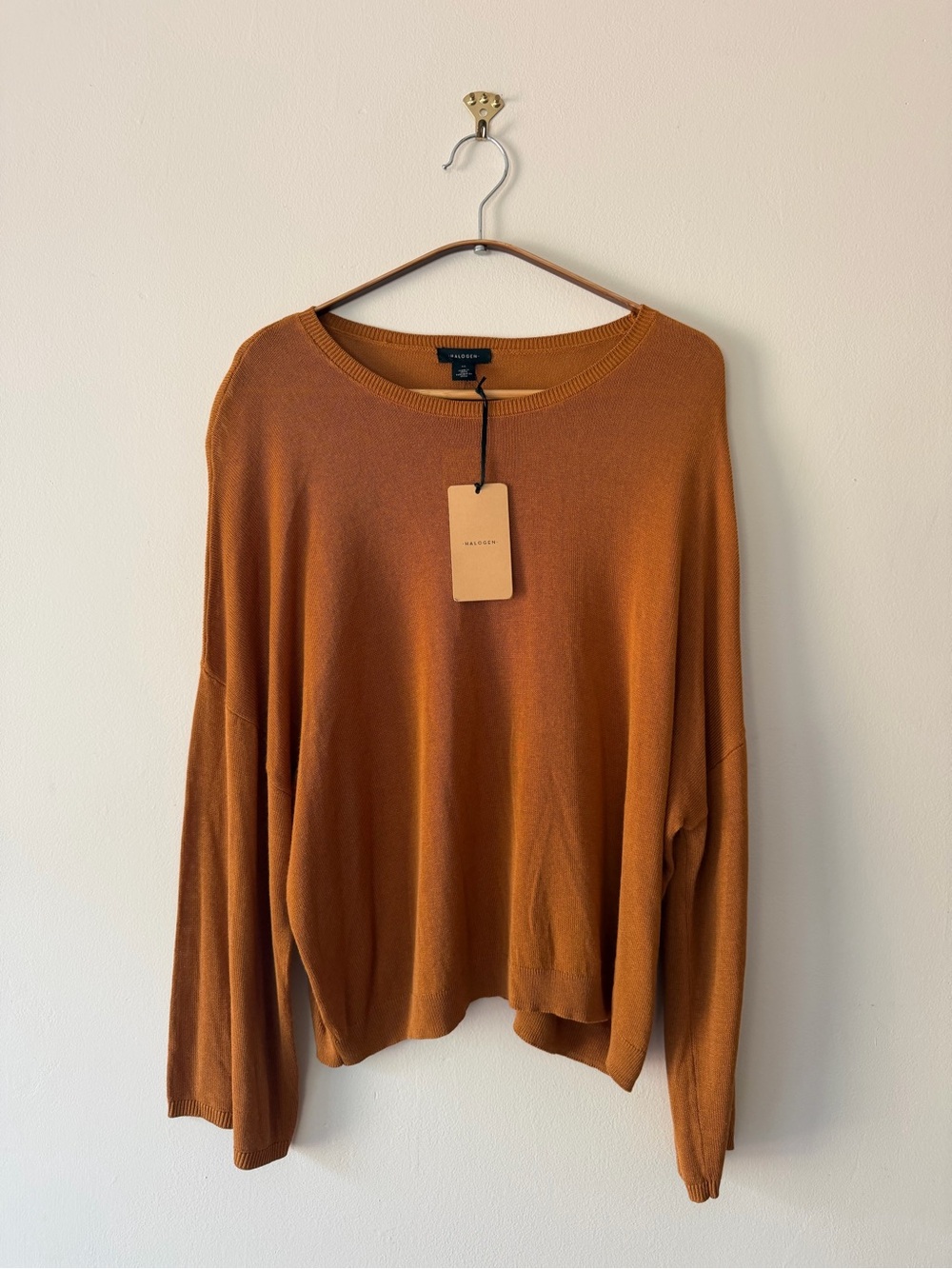 NWT Halogen Nordstrom Wide Sleeve Loose Fit Lightweight Sweater in Rust - M